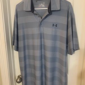 LG Men's Gray Striped Polo Shirt